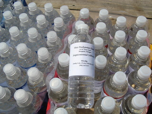 300 bottles of water on the float, 300 bottles of water