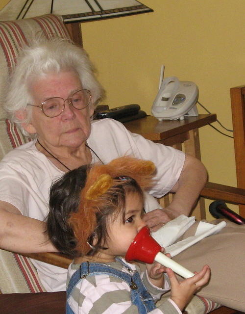 Lion with bell and great-grandmother