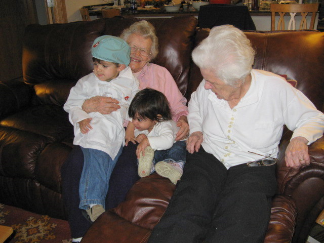 Photo session with two great-grandmothers