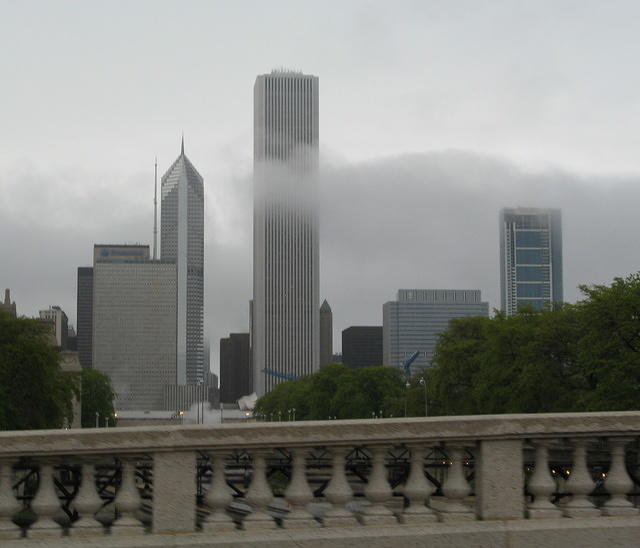 Skyline with low clouds