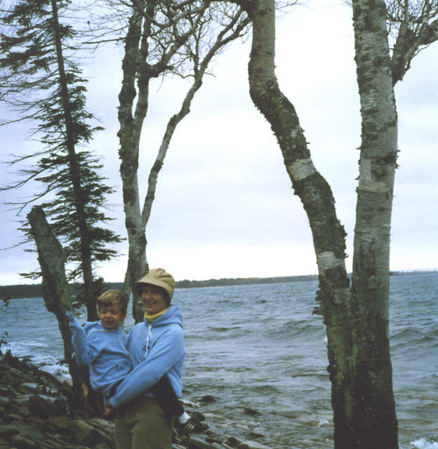 age one on beach with birches