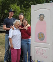 Grandmother and tall grandchildren