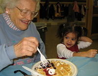 Checking out great-grandma Miriam